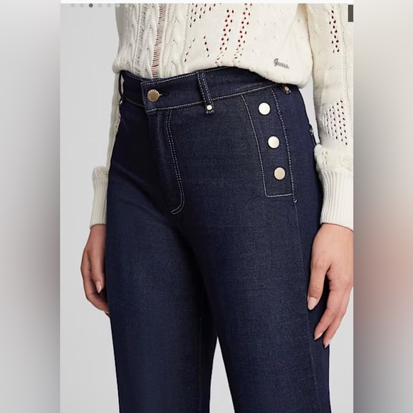 Guess Eco Faye Sailor Flared side button lefty indigo jeans
size 28x32 brand new - Picture 17 of 17